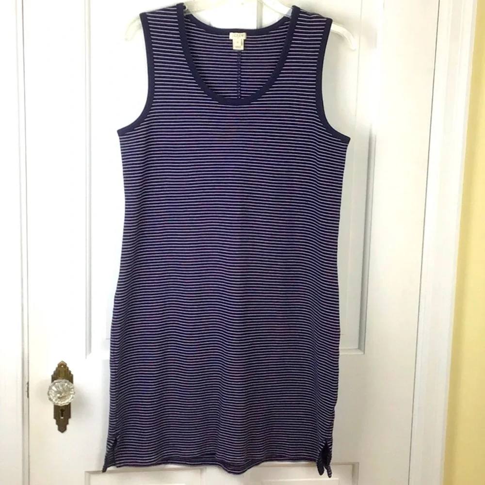 J. Crew Navy White Striped Tank Mini Dress Nautical Preppy
